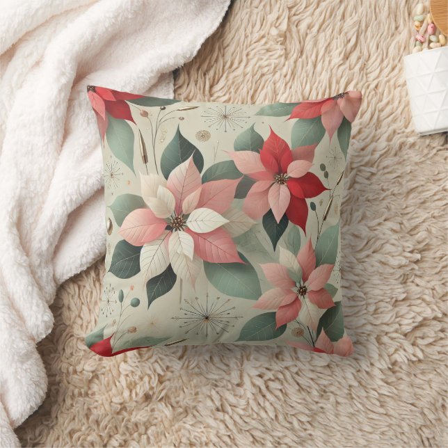 Coussin Symbole de Noël Poinsettia Flower Canapé Cushion (Couverture)