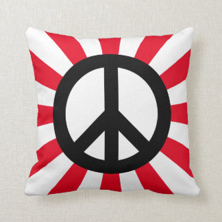 Coussin Symbole de paix blanc et noir avec Starburst