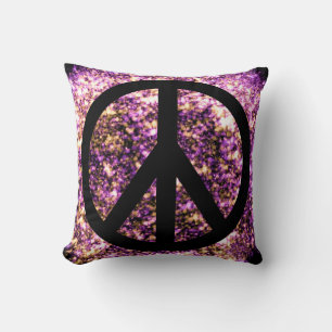 Coussin Symbole de paix Boho Bright Blurry Sparklight