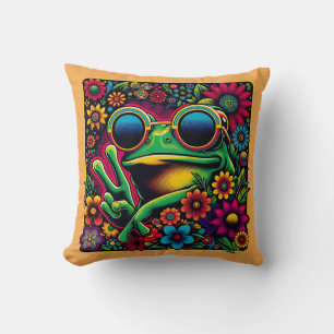 Coussin Symbole de paix de la grenouille Cool funeste
