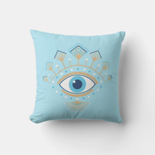 Coussin Symbole de protection turc des yeux mal grecs déco