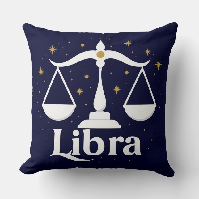 Coussin SYMBOLE DIACRITIQUE Zodiaque Libra avec étoiles et (Recto)