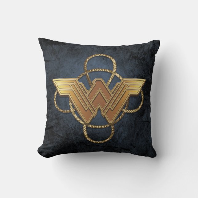 Coussin Symbole d'or Wonder Woman sur Lasso (Recto)