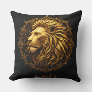 Coussin Symbole du Lion d'Or représentant la force, Zodiaq