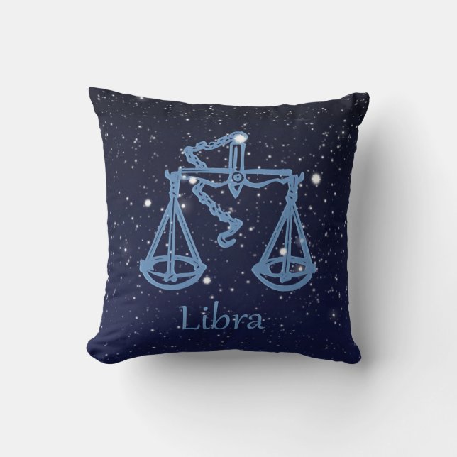 Coussin Symbole Libra Constellation et Zodiac avec étoiles (Recto)
