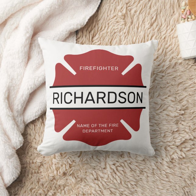Coussin Symbole logo rouge du pompier personnalisé (Couverture)