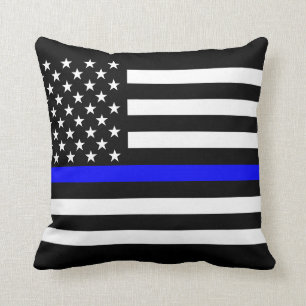Coussin Symbole mince de l'Amérique Blue Line