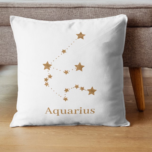 Coussin Symbole moderne Zodiac Gold Aquarius | Air de l'él (Créateur téléchargé)