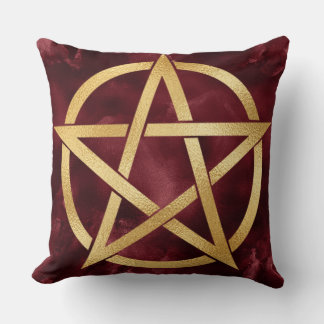 Coussin Symbole Pentagramme d'or en rouge
