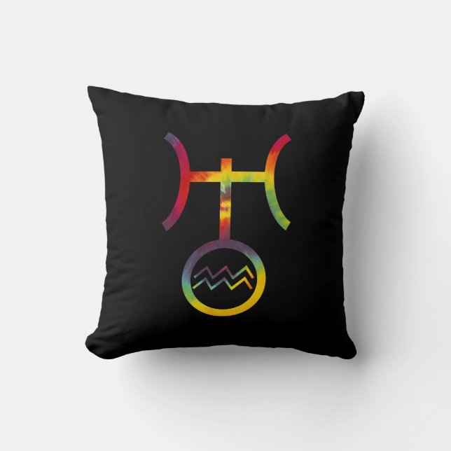 Coussin Symbole planétaire Aquarius Uranus Tie Dye (Recto)