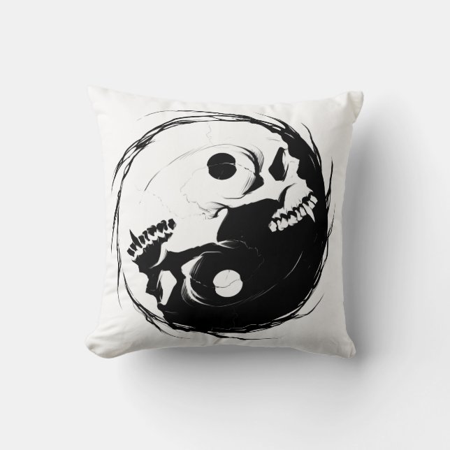 Coussin Symbole religieux de Dark Yin yang (Recto)