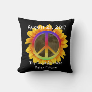 Coussin Symbole solaire Eclipse, tournesol et paix 2017