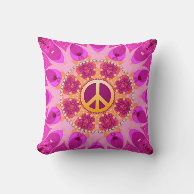 Coussin SYMBOLE super DE LA PAIX COUCHON ROSE ORANGE / Cou (Recto)