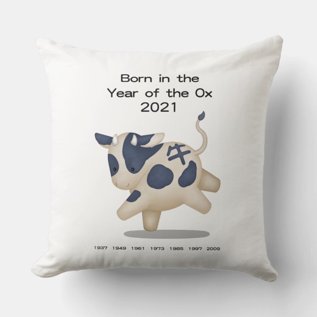 Coussin Symbole zodiaque chinois de l'Ox (Recto)
