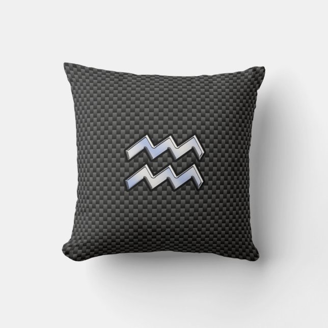 Coussin Symbole Zodiaque d'argent Aquarius Style fibre de  (Recto)