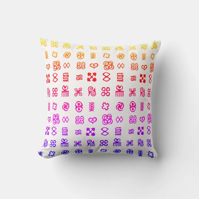 Coussin Symboles africains colorés d'Adinkra (Recto)
