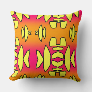 Coussin Symboles brodés jaune rose