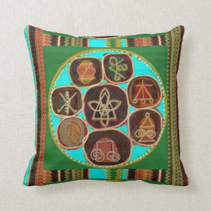 Coussin Symboles curatifs Lotus Chakra d'or de REIKI