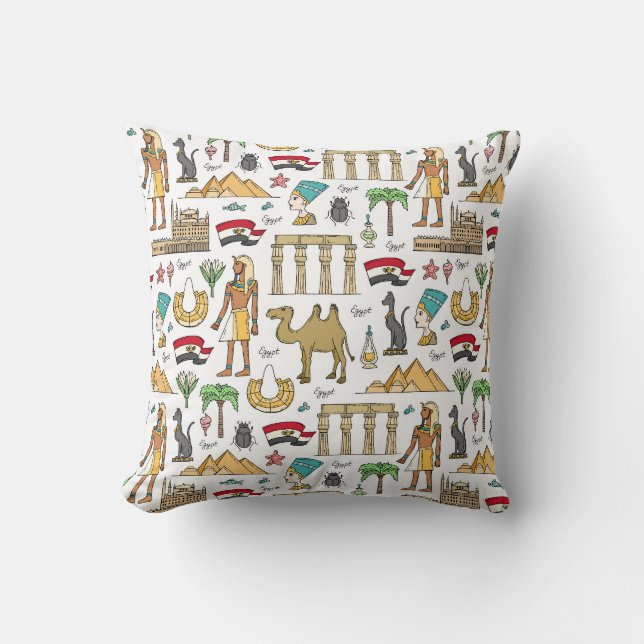 Coussin Symboles de couleur de motif de l'Egypte (Recto)