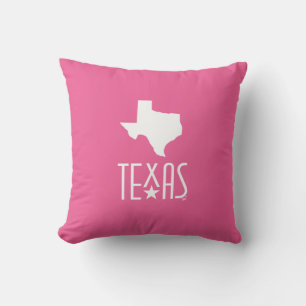 Coussin Symboles du Texas, Texas blanc, arrière - plan ros