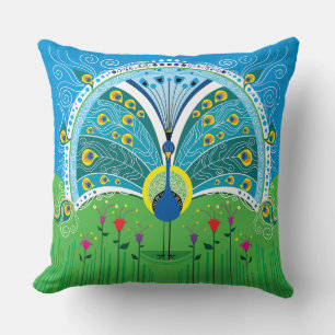 Coussin Symétrie de paon enchanteur