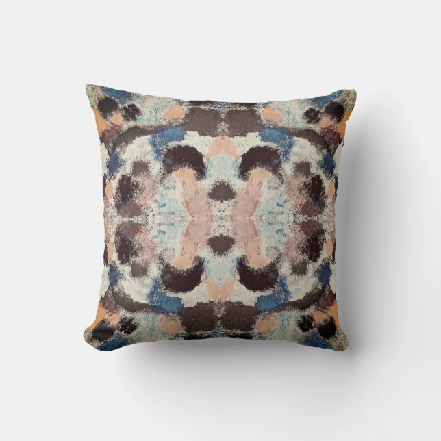 Coussin Symétrie Pastel Vibrant - Art Texturé Abstrait (Recto)