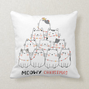 Coussin Sympa arbre de Noël du chat.
