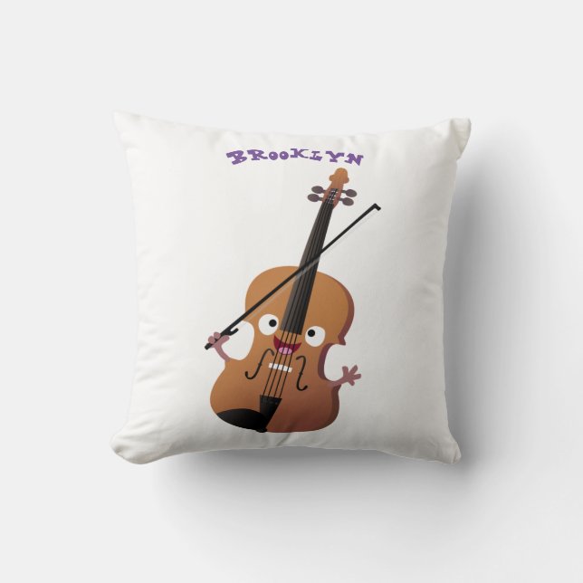 Coussin Sympa drôle violon personnage de dessin animé (Recto)