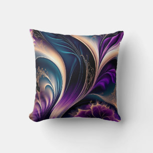 Coussin Symphonie florale - Violet foncé - Art abstrait do