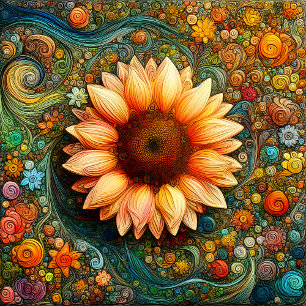 Coussin Symphonie surréelle de tournesol