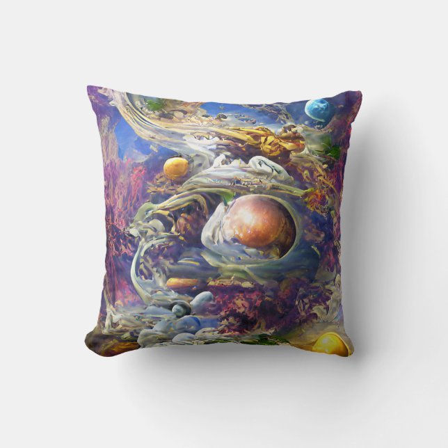 Coussin Système solaire à galaxie violette (Recto)