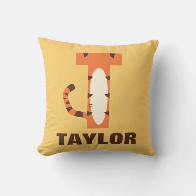 Coussin T est pour Tigger| Ajouter votre nom (Recto)