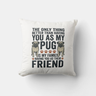 Coussin T-shirt à gravure vintage ami famille Pug drôle De