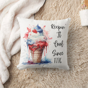 Coussin T-shirt crème glacée Patriotique 4 juillet