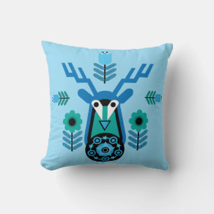 Coussin T-shirt d'art de la tête de cerf scandinave