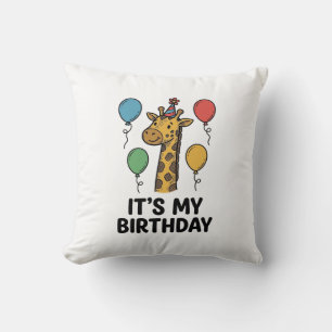Coussin T-shirt de fête d'anniversaire de girafe mignon De