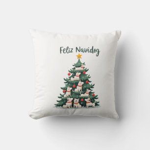 Coussin T-shirt de Noël Feliz Navidog, drôle et mignon Xm