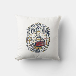 Coussin T-shirt de réparation de la fête des pères Demande
