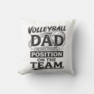Coussin T-shirt drôle de papa de volley-ball vintage posit