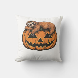 Coussin T-shirt essentiel drôle de paresseux sur citrouill