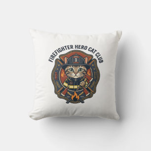 Coussin T-shirt graphique chat héros pompier - Feu