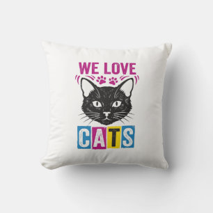 Coussin T-Shirt Graphique Vintage Nous Aimons Les Chats Vi