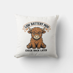 Coussin T-shirt Humeur Hors Ligne Drôle Vache Highland Gri