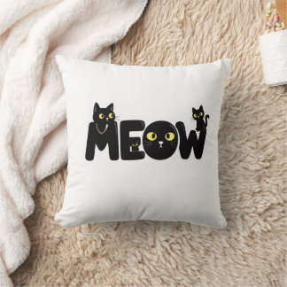 Coussin T-shirt Mignon Chat Noir Miaou