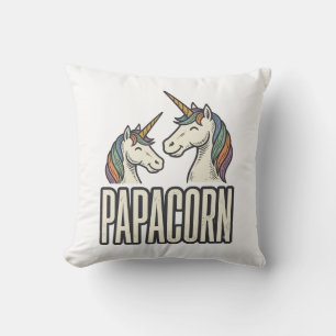 Coussin T-Shirt Papa Corn Licorne Papa Gravure Vintage Des