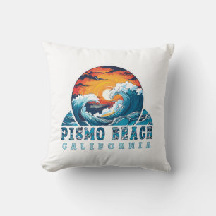 Coussin T-Shirt Pismo Beach California Surfeurs
