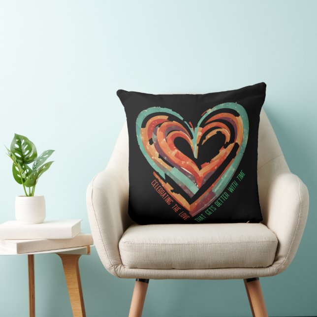 Coussin T-shirt rétro en forme de coeur (Chaise)