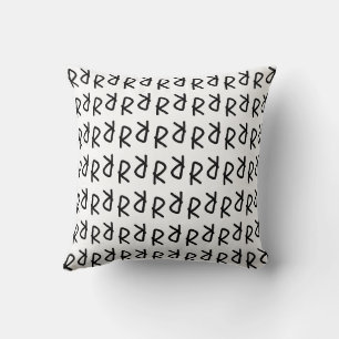 Coussin T-Shirt Symétrique R Ligne Art, Doodle Minimaliste