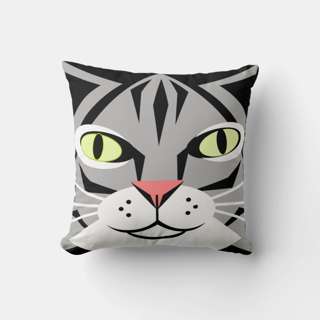Coussin Tabby Chat Abstrait (Recto)