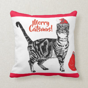 Coussin Tabby Chat Joyeux Noël Catsmus Cushion
